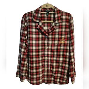 Ralph Lauren Woman's red plaid pajama set Top and Bottom size L